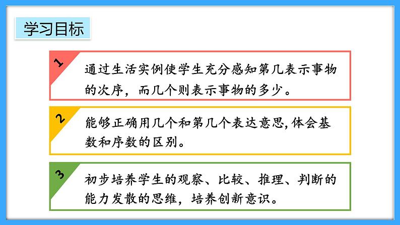 【新教材】人教版一年级上册1.1.3《第几》PPT课件+教学设计+同步练习02