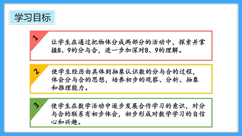 【新教材】人教版一年级上册2.1.4《8、9的组成》PPT课件第2页