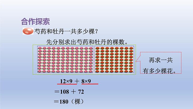 2024四年级数学下册三快乐农场__运算律乘法分配律课件（青岛版六三制）第4页