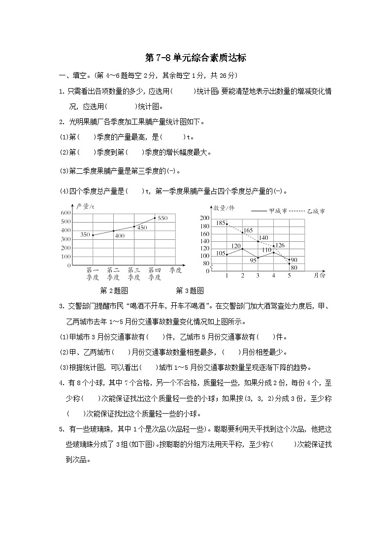 2024五年级数学下册第7_8单元综合素质达标试卷（附答案人教版）第1页