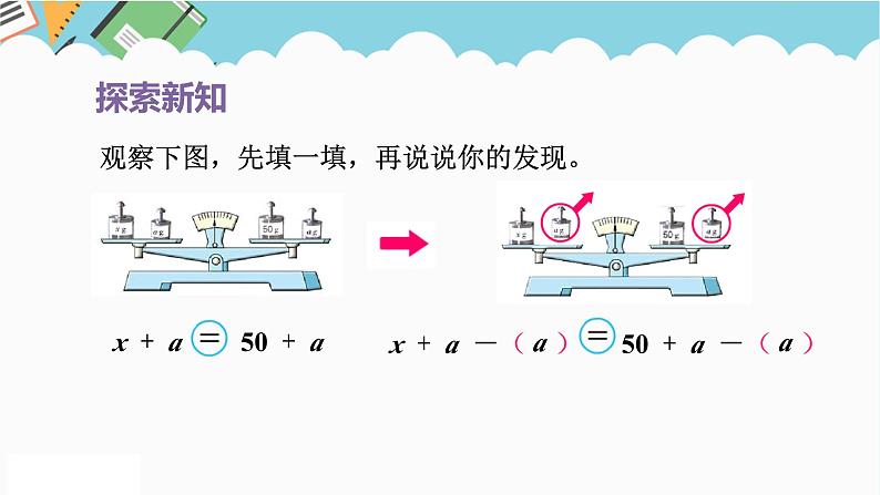 2024五年级数学下册第1单元简易方程第2课时等式的性质1和解方程课件（苏教版）第6页