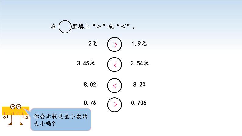 南京江宁区五年级数学上册第三单元第4课《小数大小的比较》课件第6页