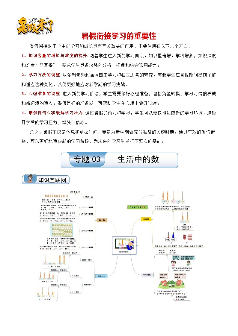 专题03 生活中的数-【温故知新】最新一升二数学暑假衔接培优讲义（导图+知识点+易错点+真题卷）北师大版01