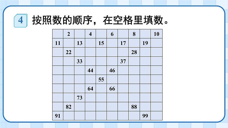 一年级下册数学人教版100以内数的认识数的顺序（课件）02