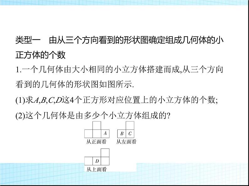 鲁教版六年级数学上册专项素养综合练(一)确定组成几何体的小正方体的个数课件第2页