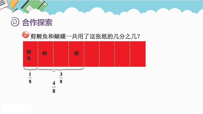 2024五年级数学下册第3单元剪纸中的数学__分数加减法一第2课时同分母分数加减法课件（青岛版六三制）第4页