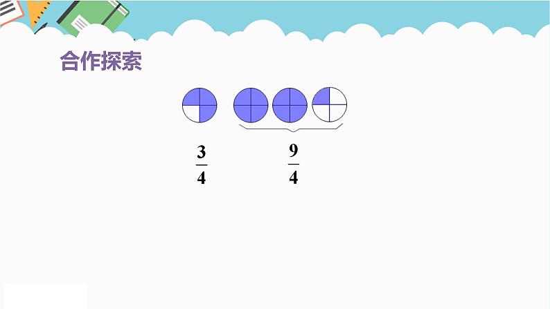 2024五年级数学下册第2单元校园艺术节__分数的意义和性质第2课时真分数与假分数课件（青岛版六三制）04