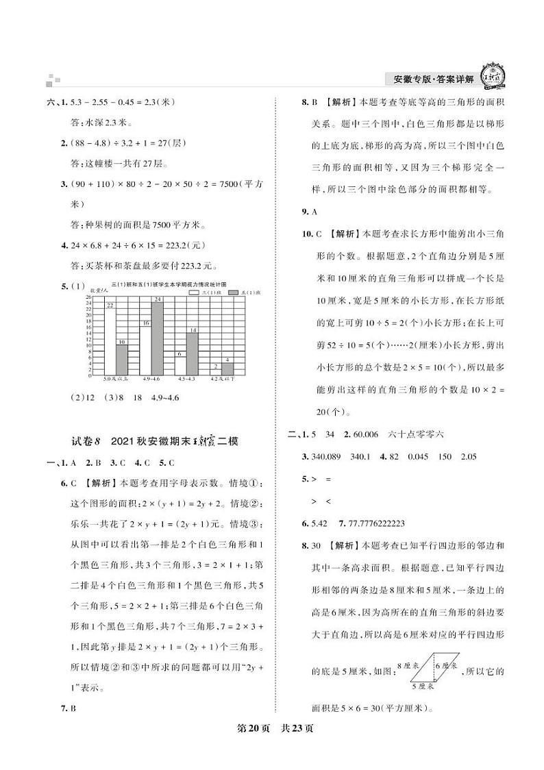 试卷8安徽期末王朝霞二模-2021秋五年级上册数学期末真题精选【王朝霞系列丛书】苏教版_安徽专版01