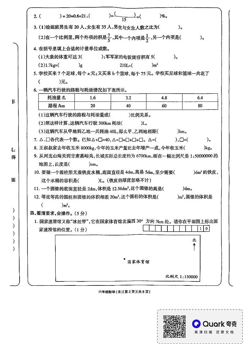 江西省上饶市余干县海尔希望学校2023-2024学年六年级下学期期末数学试题02