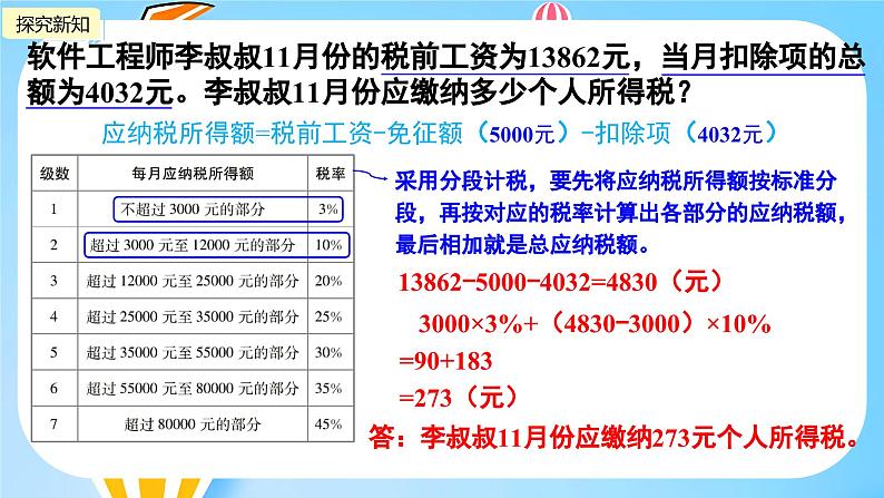 冀教版小学数学六年级上册1.6《税收问题》课件06