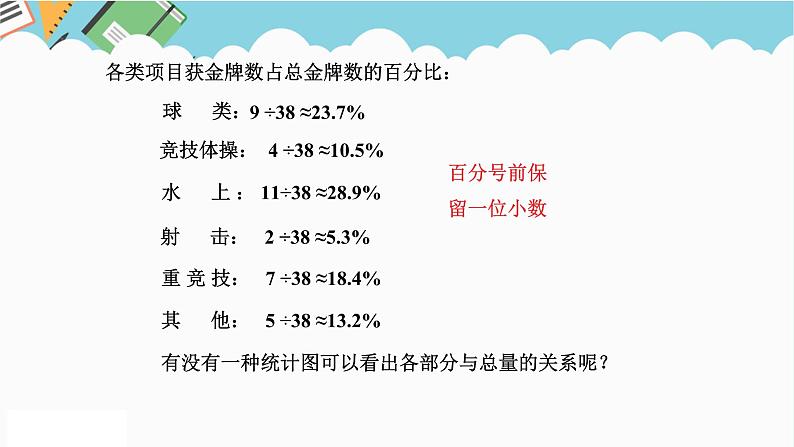 2024六年级数学下册五奥运奖牌__统计信息窗1认识扇形统计图课件（青岛版六三制）第5页