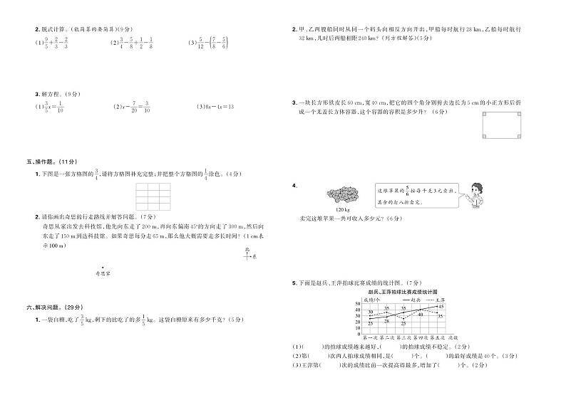陕西省西安市高新区2023—2024学年第二学期五年级数学学情调研卷第2页