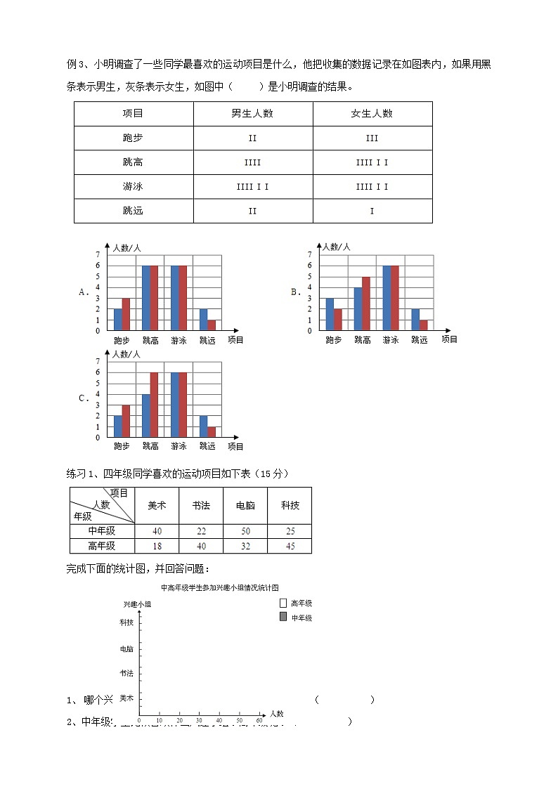人教版升五年级暑假讲义第6讲：平均数与条形统计图 （含答案）第3页
