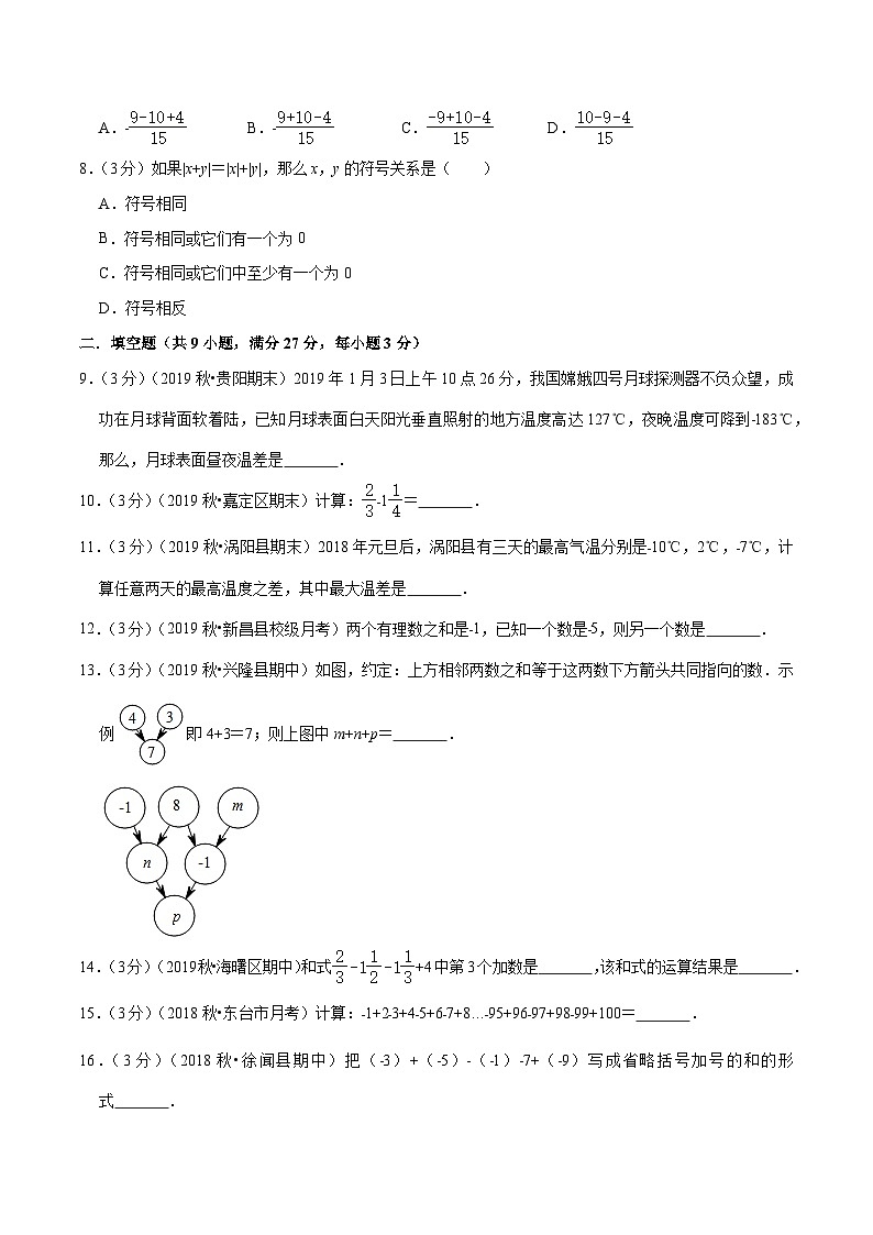 专题04《 有理数加减法》达标检测卷-暑假小升初数学衔接（人教版）（原卷版）02
