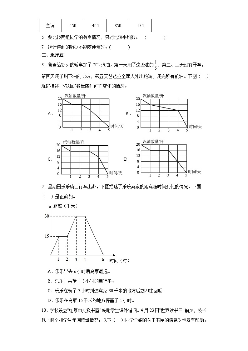 北师大版数学六年级上册 5.4《身高的变化》同步分层练习-02