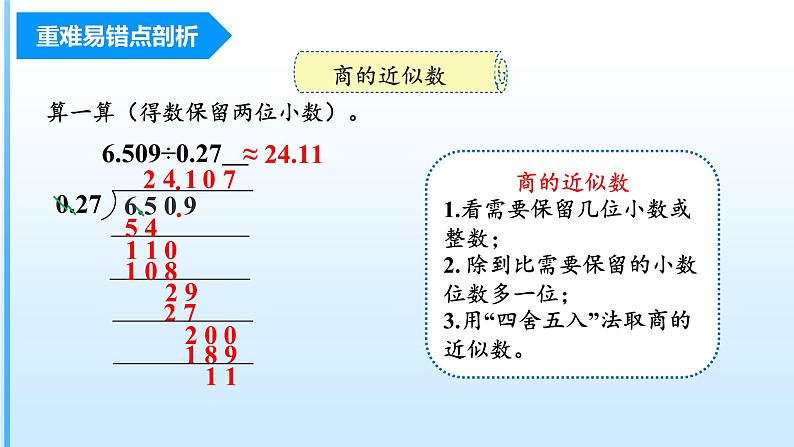 人教版五年级数学上册课件 第三单元《小数除法》单元复习课件08