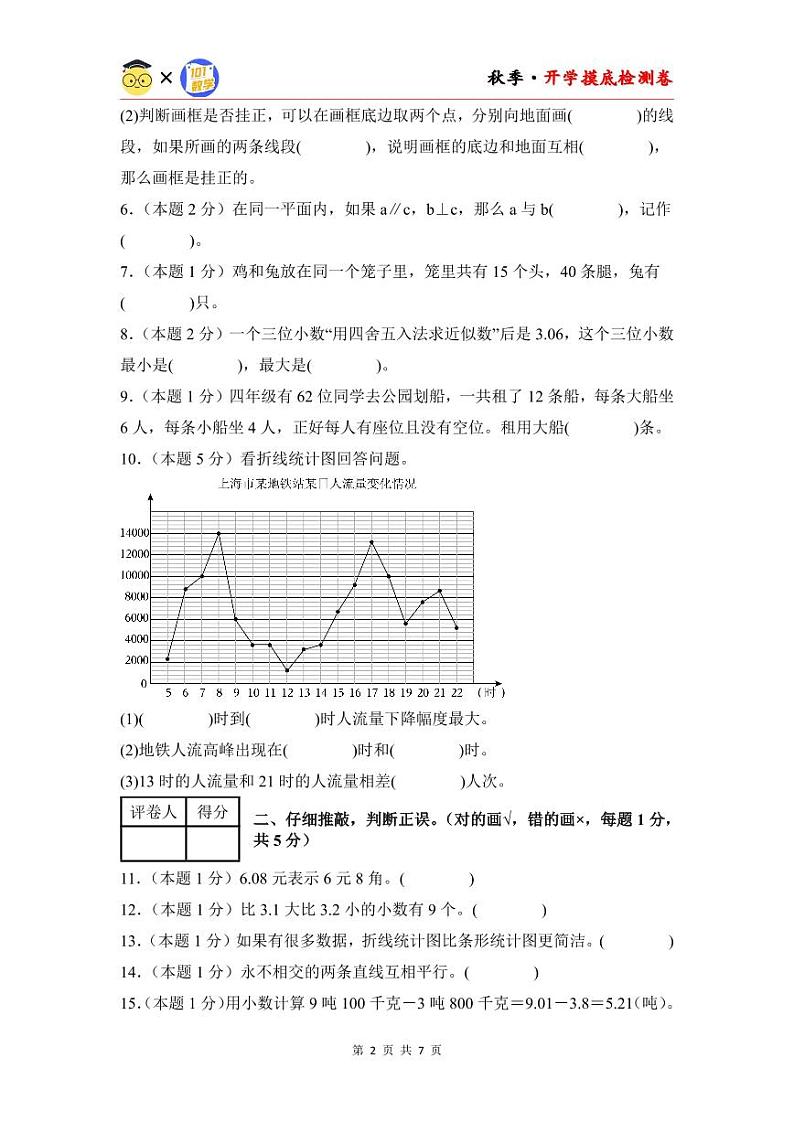 【开学考】2024年五年级数学上册秋季开学摸底检测卷【A卷】沪教版.zip02