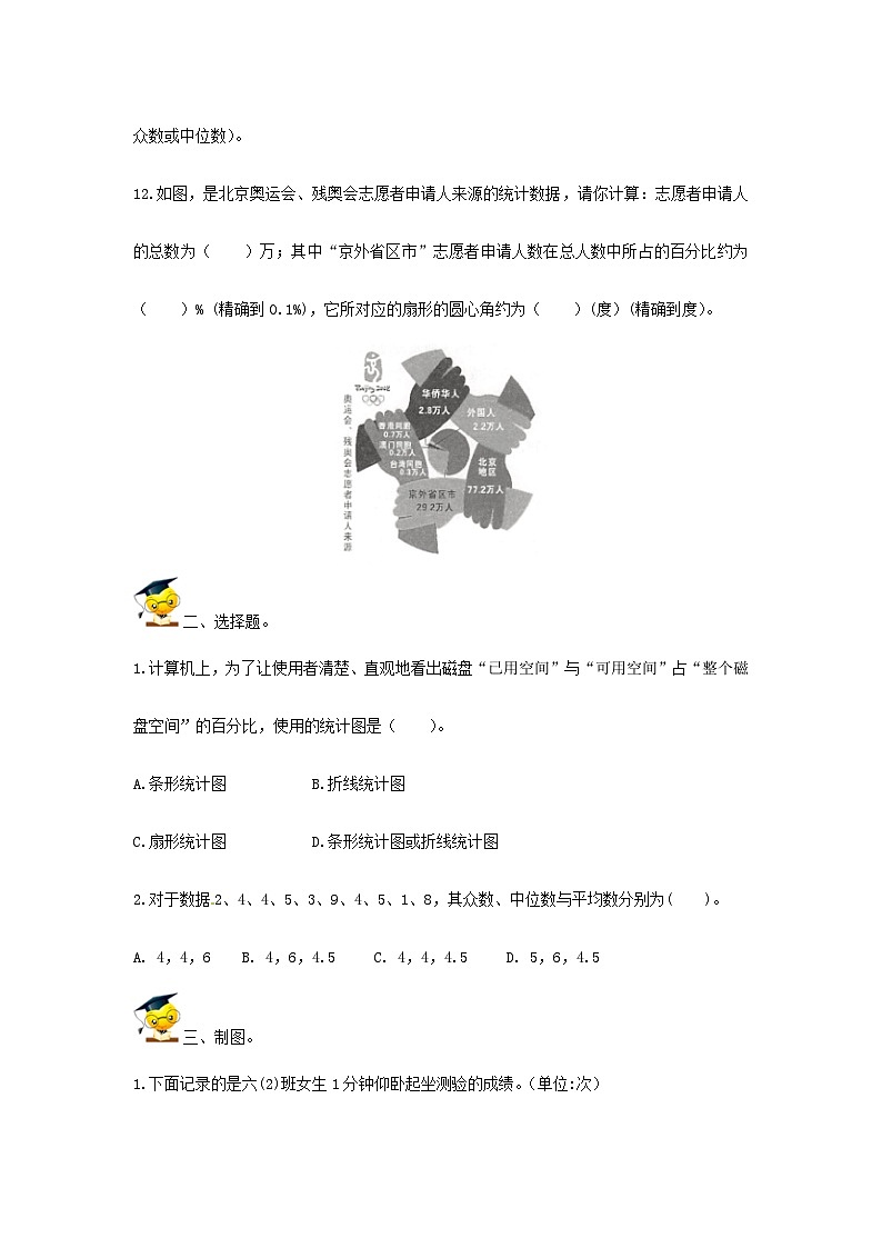 人教版小升初数学高频考点过关演练9-统计（原卷）02