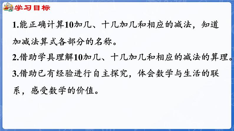 第4单元   漂亮的粘贴画——11~20各数的认识 信息窗2 20以内的不进位加法和不退位减法（课件）-2024-2025学年一年级上册数学青岛版（2024）第2页