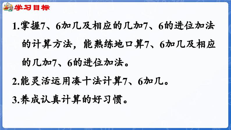 第5单元   我爱读书——20以内的进位加法 信息窗3   7、6加几（课件）-2024-2025学年一年级上册数学青岛版（2024）第2页