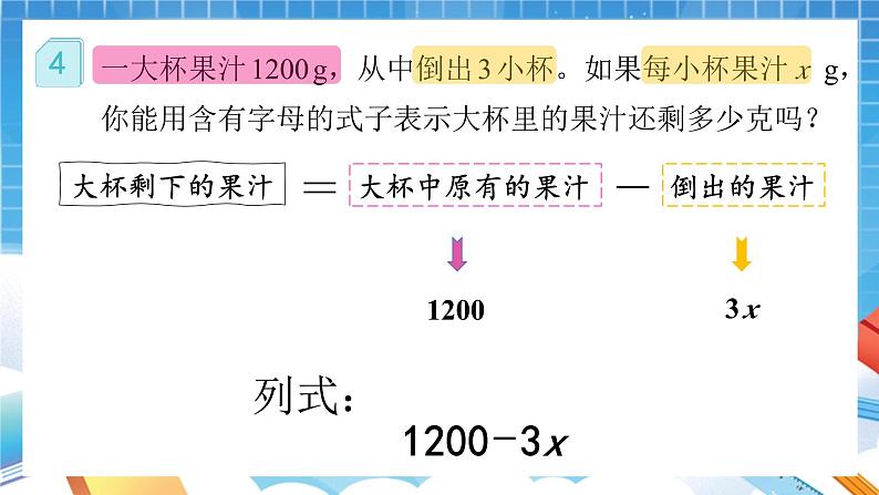 人教版数学五年级上册5.1.3《用字母表示数》课件05