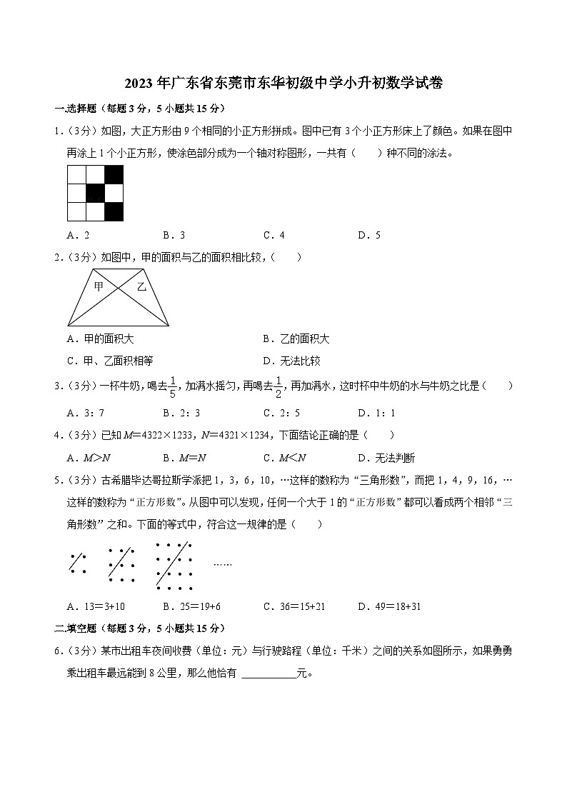 2023年广东省东莞市东华初级中学小升初数学试卷01