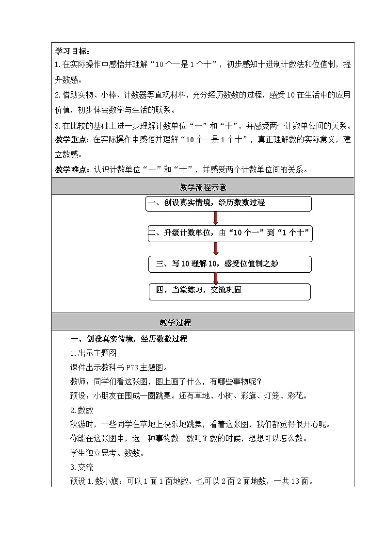人教2024版数学一年级上册 第4单元 第1课时  10的再认识 【PPT课件+教案】02