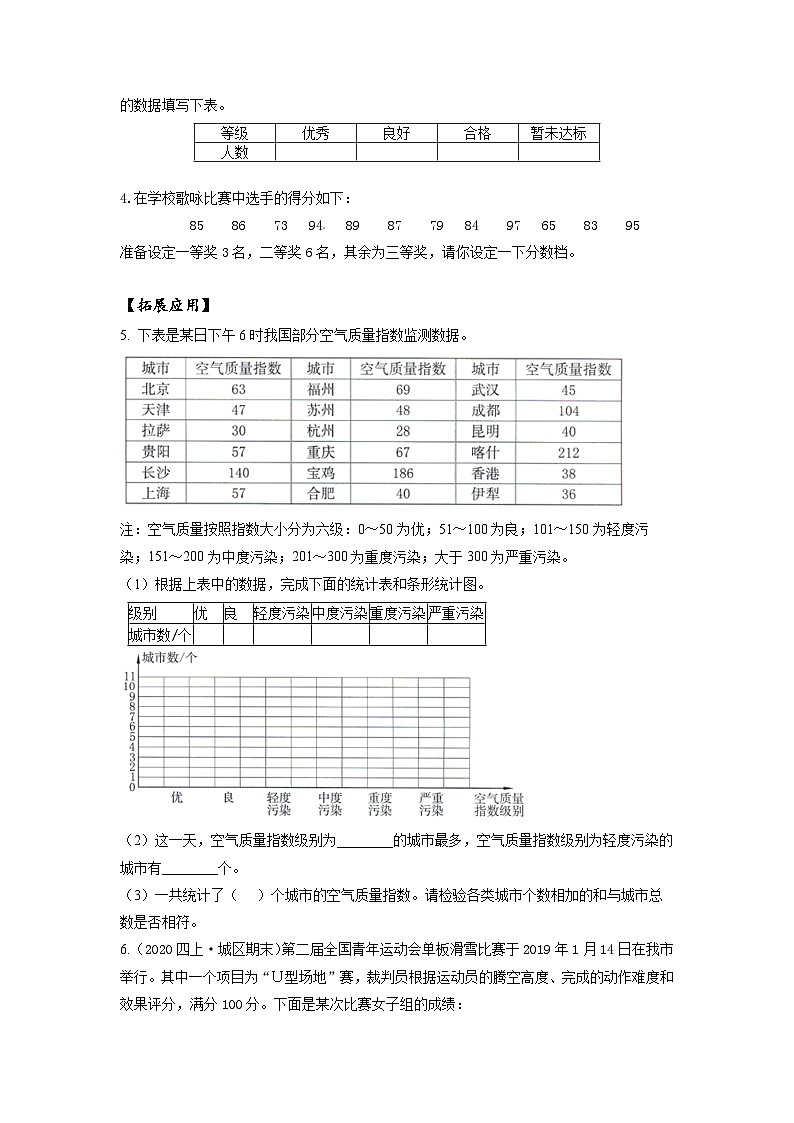 苏教版四年级数学上册 第四单元 第二课时《数据的分段整理》课件+教案+分层作业02