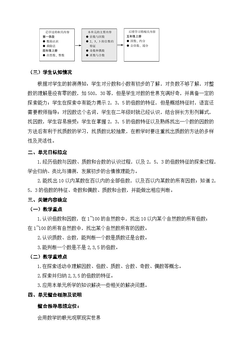 北师大版小学数学五上 单元整体教学设计02