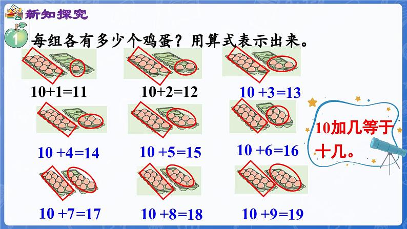 3.2 第4课时 10加几和相应的减法（课件）-2024-2025学年一年级数学上册冀教版06