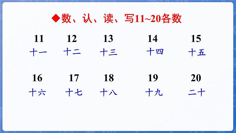 第3单元  认识11~20 整理与复习（课件）-2024-2025学年一年级数学上册冀教版03