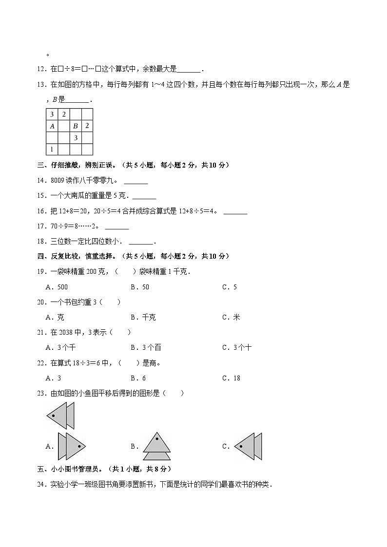 2023-2024学年江西省南昌市经开区二年级（下）期末数学试卷02