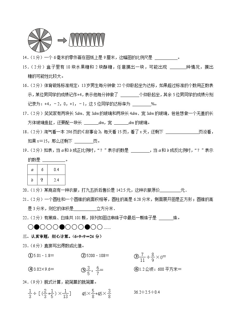2024年广东省湛江市东海岛开发区小升初数学试卷03