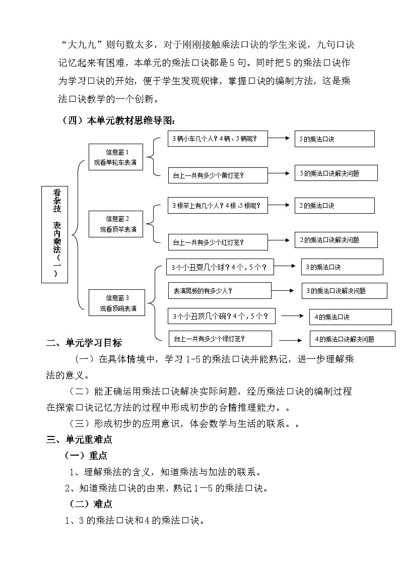 【单元教案】青岛版（六三制）数学二上 第二单元 单元教学设计02
