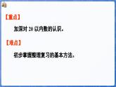 第6单元  期末复习 第1课时 20以内数的认识（课件）-2024-2025学年一年级数学上册冀教版