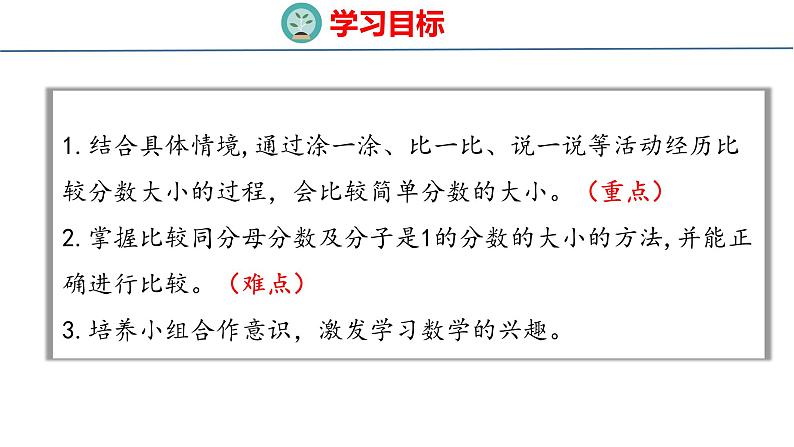 青岛版三上数学 青岛版小学数学三年级上册9.2 《分数的大小比较》  课件02