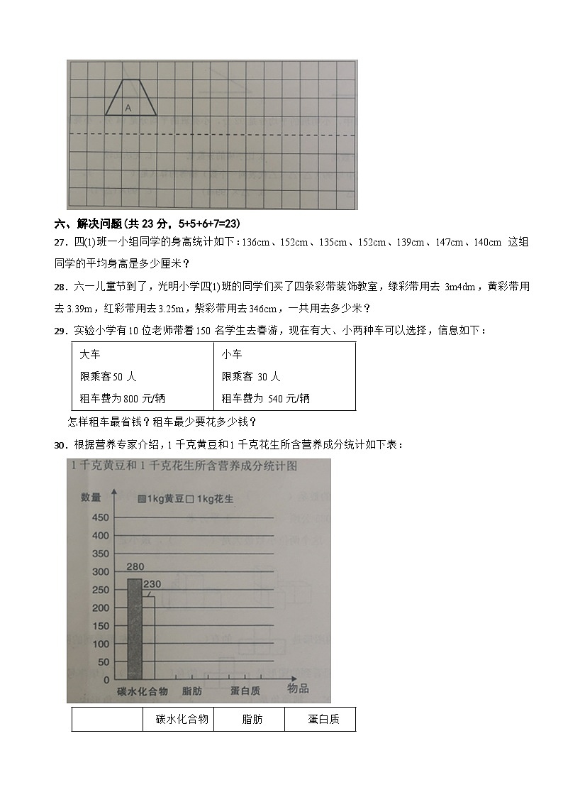 河北省保定市竞秀区2023-2024学年四年级下学期数学期末学业质量监测试卷第3页