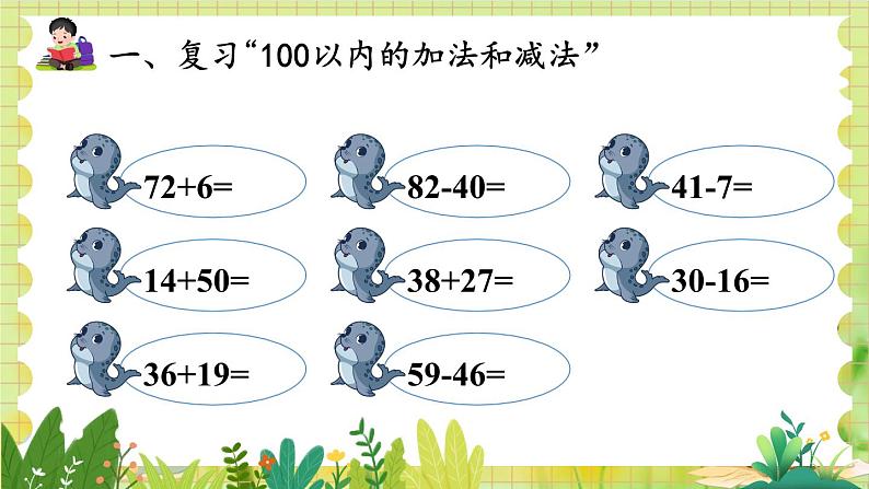 人教版数学2年级上册 第9章 第1课时 100以内的加法和减法 ppt课件+教案02