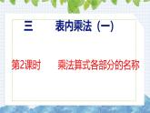冀教版小學(xué)數(shù)學(xué)二年級上冊  3.2  乘法算式各部分的名稱 課件