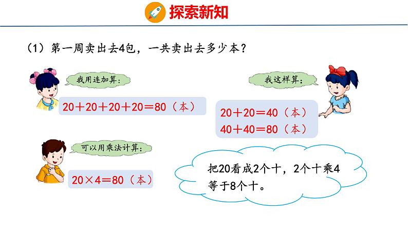 冀教版小学数学三年级上 2.1.1 整十、整百数乘一位数（ 课件）第5页