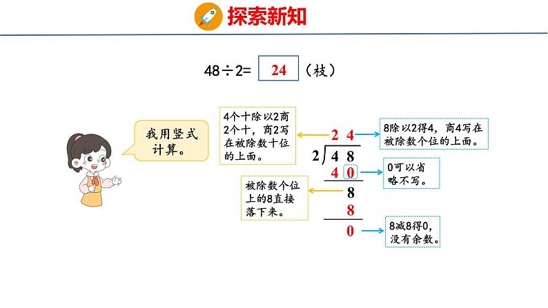 冀教版小学数学三年级上 4.2.1 两位数除以一位数没有余数的笔算（ 课件）第6页