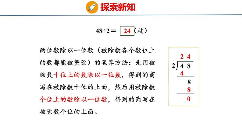 冀教版小学数学三年级上 4.2.1 两位数除以一位数没有余数的笔算（ 课件）第7页