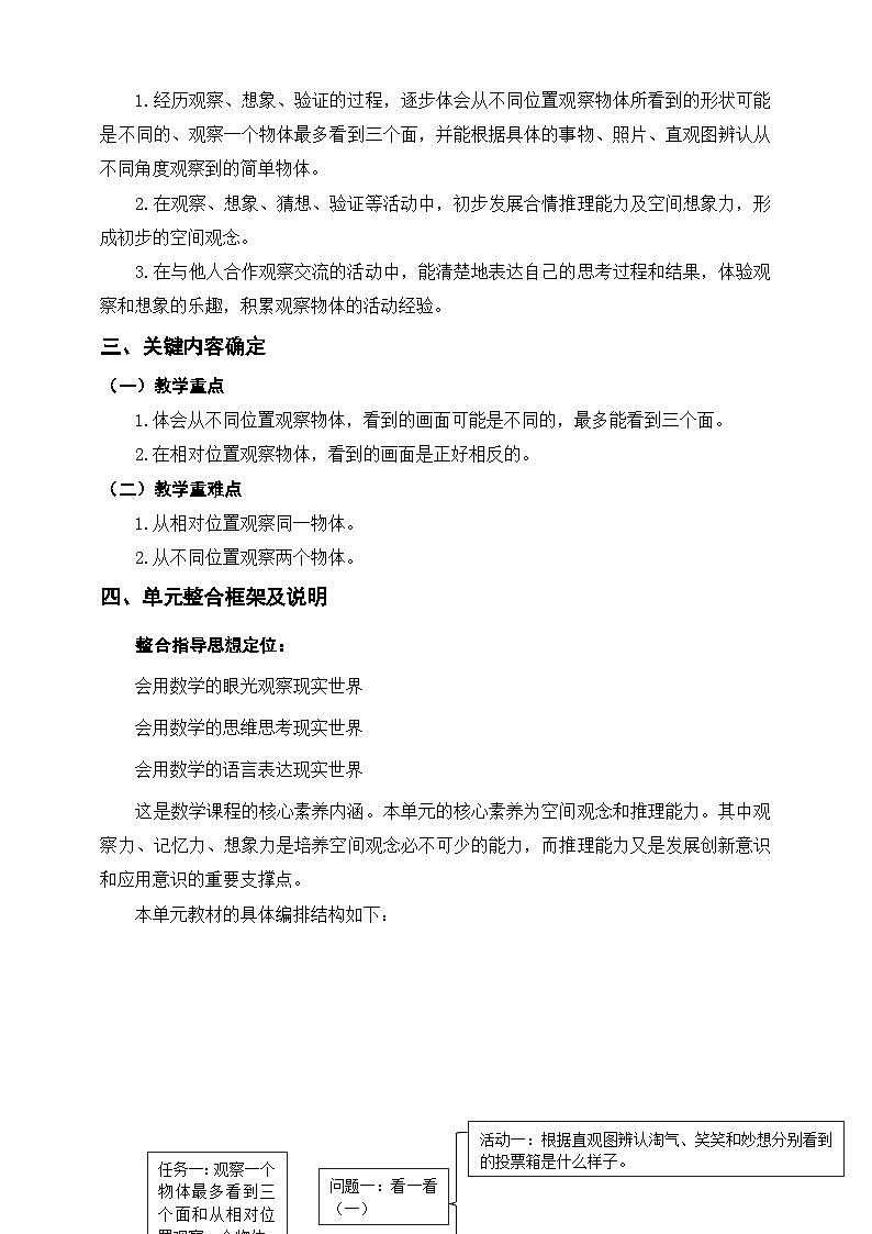 北师大数学三上2《观察物体》单元教学设计第2页