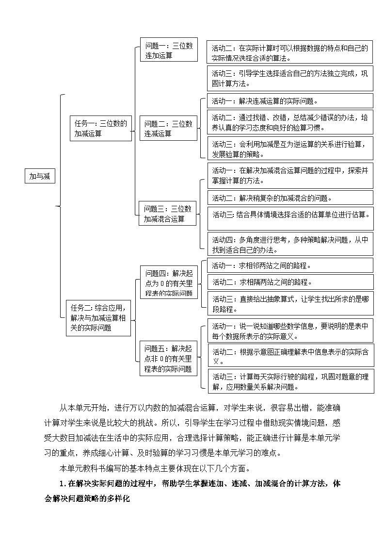 北师大数学三上3《加与减》单元教学设计03
