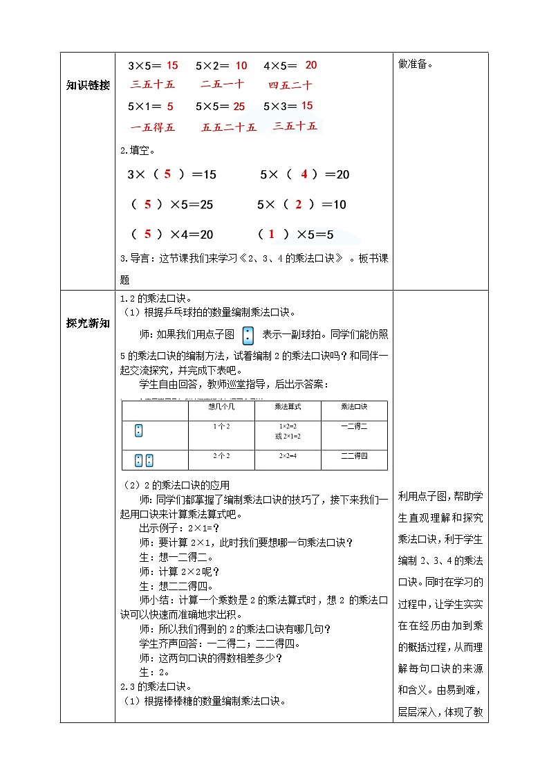 【核心素养】人教版数学二年级上册-4.2.2 2、3、4的乘法口诀-例2.例3.例4（教学设计含反思）02