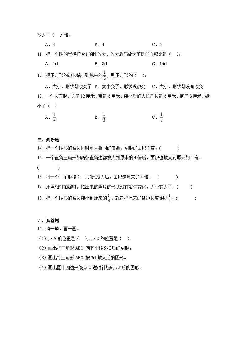 5.1图形放大或缩小基础练习  西师大版数学六年级上册02