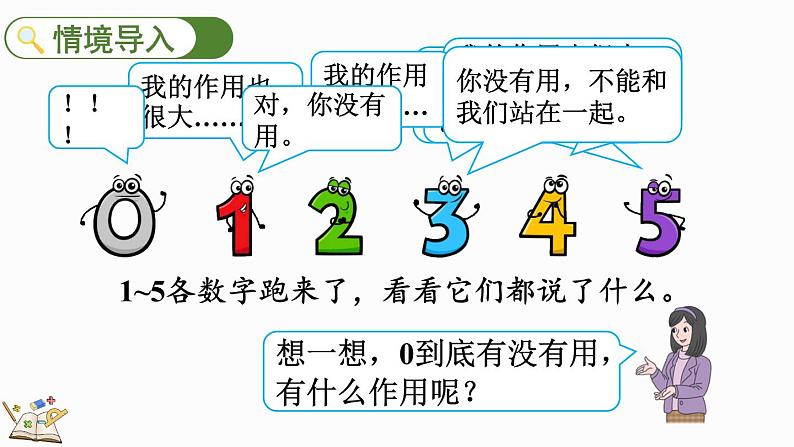 2024年人教版数学一年级上册1.3 0的认识和加、减法课件02