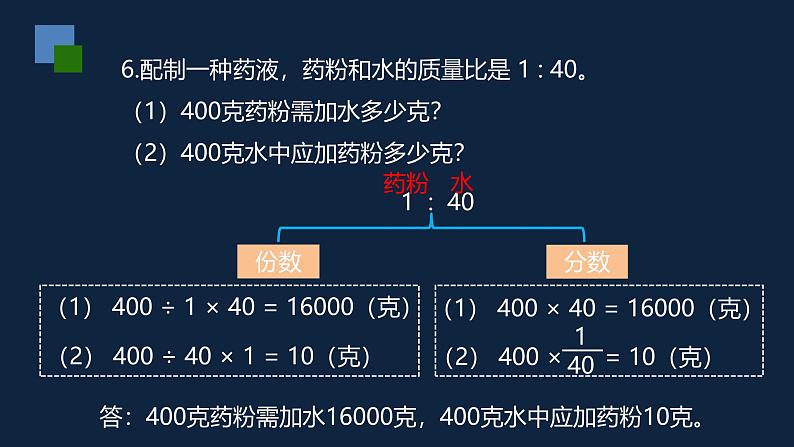 无锡苏教版六年级数学上册第三单元《按比例分配问题练习》课件06