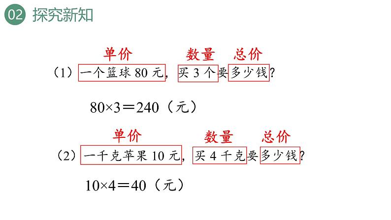 新人教版数学四年级上册4.5单价、数量和总价课件07