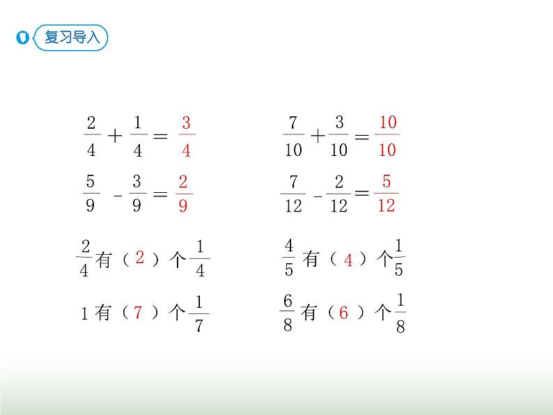 人教版三年级数学上册第八单元第五课时计算1减几分之几课时课件第2页